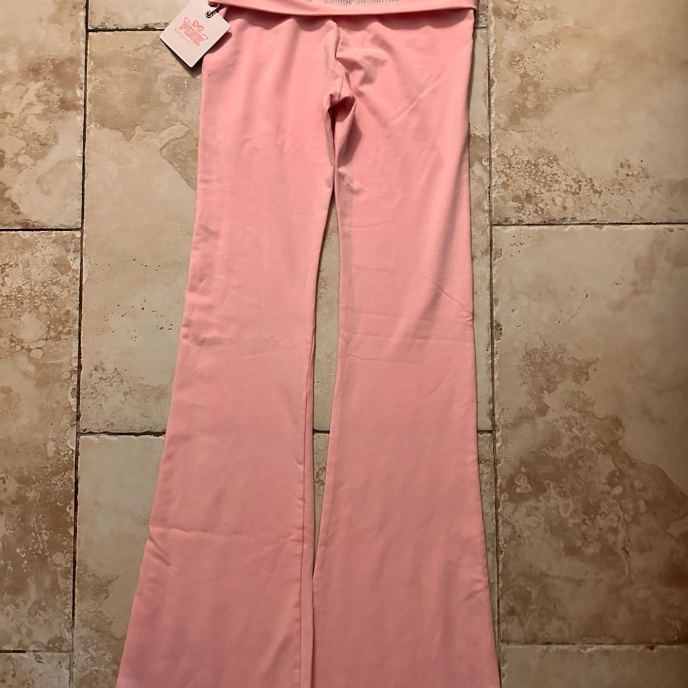 PINK-Love Shack Fancy 
Light Pink Flared Foldover Leggings NWT